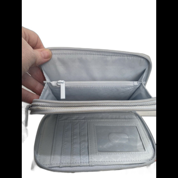 Multicolor Blue and Pink Floral White Background Vera Bradley Wristlet Wallet - Picture 5 of 5